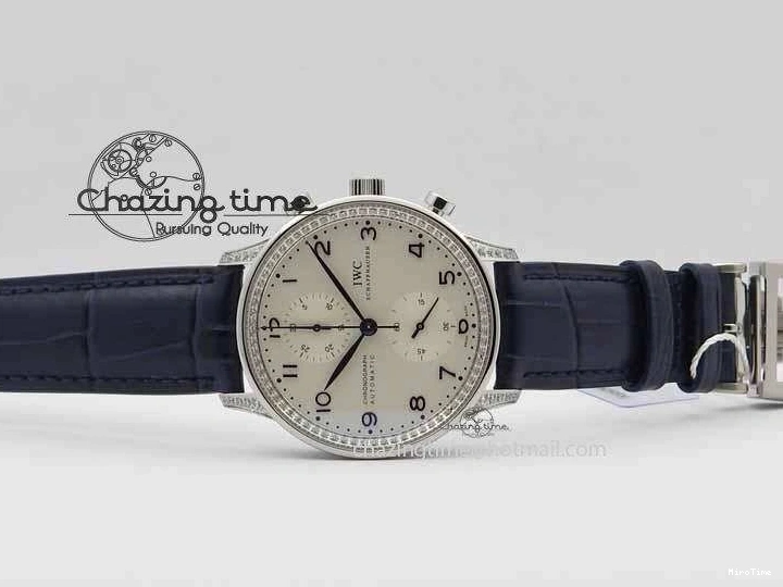 MIROTIME 0328 Portuguese IW3714 Diam ZF V2 1:1 Best Edition White Dial Blue Makers On Blue Leather Strap A79350 (Slim Movement) Stylish 7248